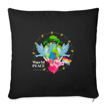 World PEACE - Sofa pillowcase 17,3'' x 17,3'' (45 x 45 cm) - black - Front