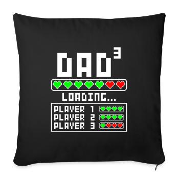Papa père de 3 troisième trois enfants bébé - Housse de coussin décorative 45 x 45 cm - noir - Devant