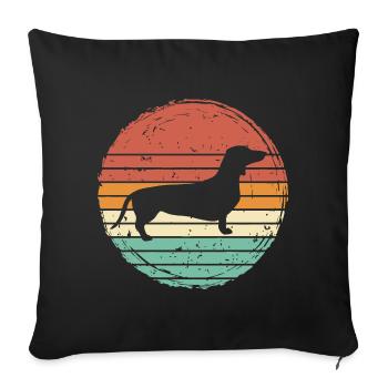 Dachshund Teckel Dachshund Retro Gift - Sofa pillowcase 17,3'' x 17,3'' (45 x 45 cm) - black - Front