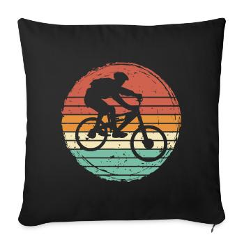 Mountainbiker Mountainbike MTB Retro Geschenk - Sofakissenbezug 45 x 45 cm - Schwarz - Vorne