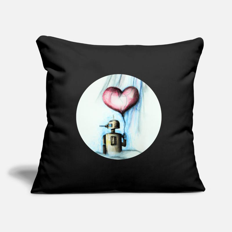 Roboter mit Herzluftballon Sofakissenbezug 45 x 45 cm