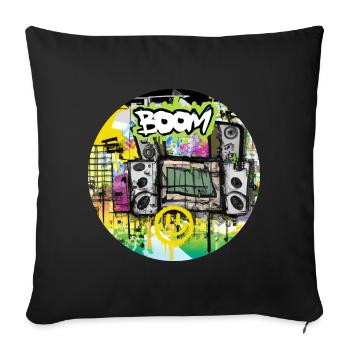 Boom Box with Smiley - Graffiti - Sofa pillowcase 17,3'' x 17,3'' (45 x 45 cm) - black - Front