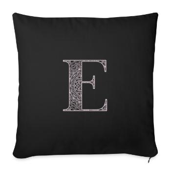 Mandala Monogram Initial in Dusky Pink - Letter E - Sofa pillowcase 17,3'' x 17,3'' (45 x 45 cm) - black - Front