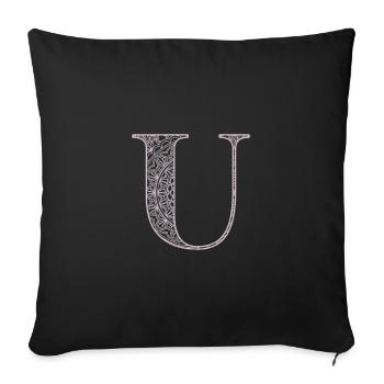 Mandala Monogram Initial in Dusky Pink - Letter U - Sofa pillowcase 17,3'' x 17,3'' (45 x 45 cm) - black - Front