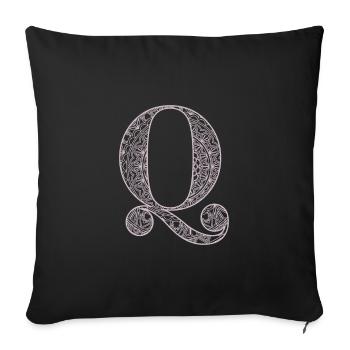 Mandala Monogram Initial in Dusky Pink - Letter Q - Sofa pillowcase 17,3'' x 17,3'' (45 x 45 cm) - black - Front