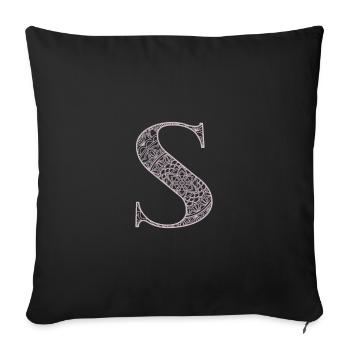 Mandala Monogram Initial in Dusky Pink - Letter S - Sofa pillowcase 17,3'' x 17,3'' (45 x 45 cm) - black - Front