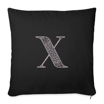 Mandala Monogram Initial in Dusky Pink - Letter X - Sofa pillowcase 17,3'' x 17,3'' (45 x 45 cm) - black - Front