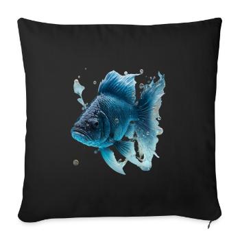 Realistischer Fisch aus Wasser - Sofakissenbezug 45 x 45 cm - Schwarz - Vorne