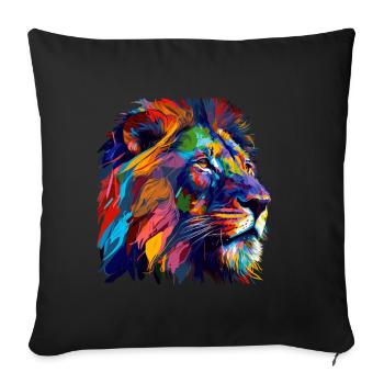 Cadeau de peinture à l’huile de tête de lion - Housse de coussin décorative 45 x 45 cm - noir - Devant