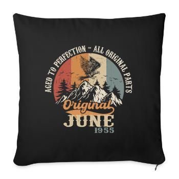 Juni 1955 Original - Aged To Perfection 1955 Juni - Sofa pillowcase 17,3'' x 17,3'' (45 x 45 cm) - black - Front