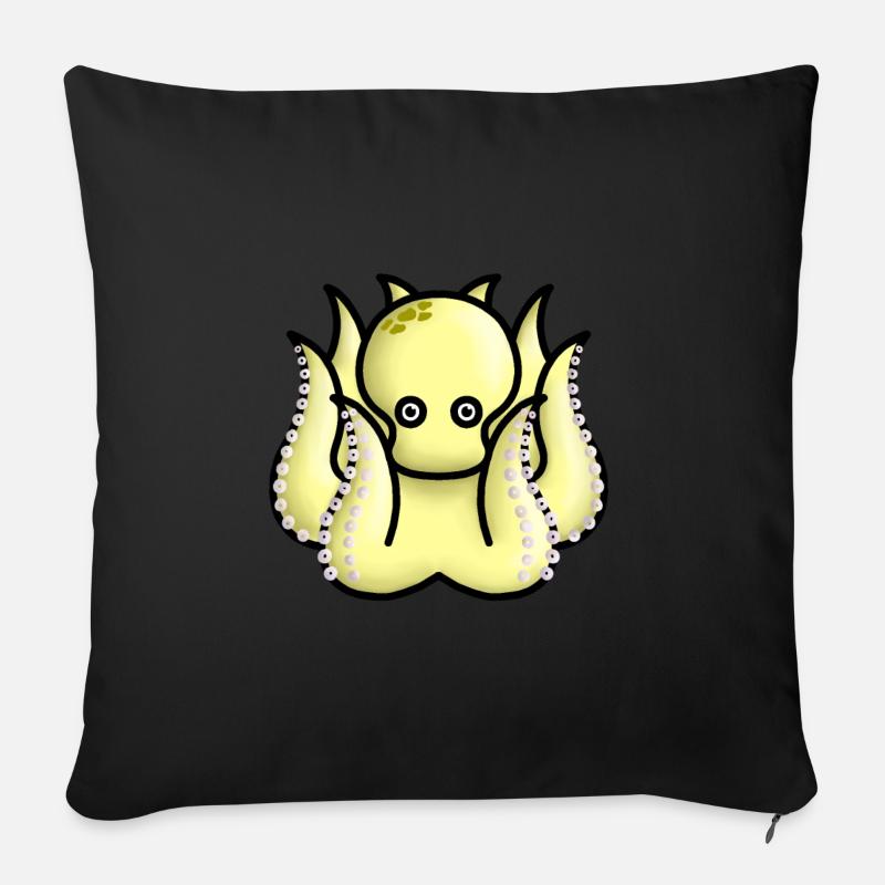 kleiner gelber Oktopus - Sofakissenbezug 45 x 45 cm - Schwarz