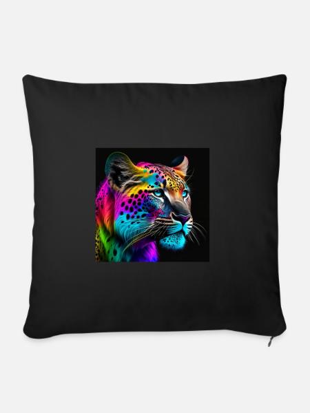 Tiger Portrait Gesicht Color RGB fotorealistic - Sofakissenbezug 45 x 45 cm - Schwarz