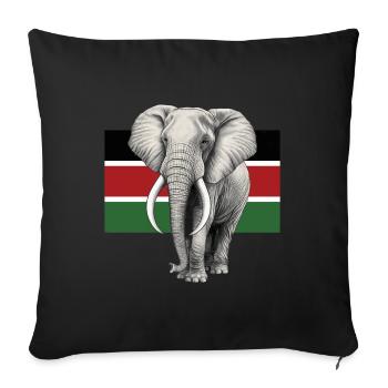 Drapeau éléphant du Kenya - Housse de coussin décorative 45 x 45 cm - noir - Devant