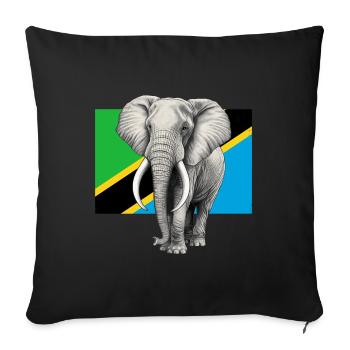Drapeau éléphant de Tanzanie - Housse de coussin décorative 45 x 45 cm - noir - Devant