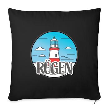 Maritim - Leuchtturm Rügen - Sofakissenbezug 45 x 45 cm - Schwarz - Vorne