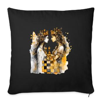 Les soeurs échiquéenne - Housse de coussin décorative 45 x 45 cm - noir - Devant