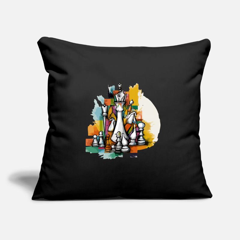 Composition échiquéenne Housse de coussin décorative 45 x 45 cm