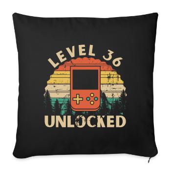 Level 36 Unlocked - Sofa pillowcase 17,3'' x 17,3'' (45 x 45 cm) - black - Front