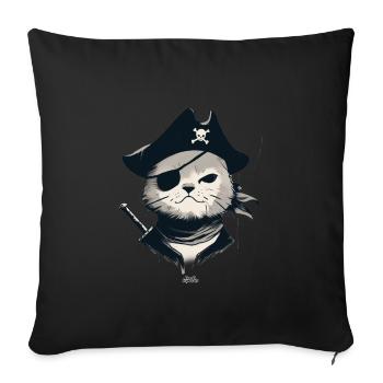 Pirate Cat 1 - Housse de coussin décorative 45 x 45 cm - noir - Devant