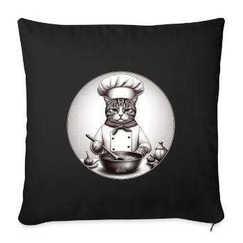 Chat cuisinier - Housse de coussin décorative 45 x 45 cm - noir - Devant