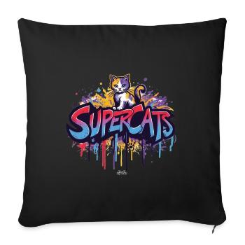 Logo Supercats 2 - Housse de coussin décorative 45 x 45 cm - noir - Devant