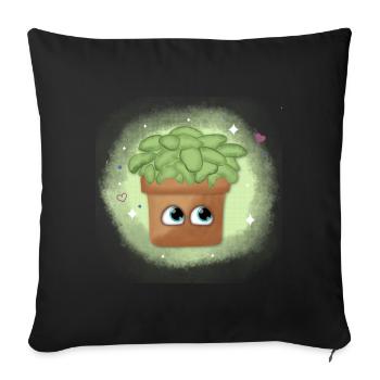 Sukkulente cartoon Charakter Design in grün - Sofakissenbezug 45 x 45 cm - Schwarz - Vorne