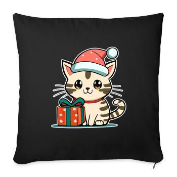 Cat Christmas - Sofa pillowcase 17,3'' x 17,3'' (45 x 45 cm) - black - Front
