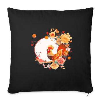 Coq du nouvel an chinois - Housse de coussin décorative 45 x 45 cm - noir - Devant