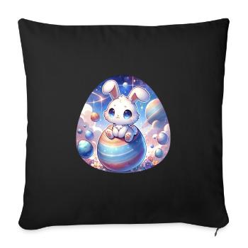Chibi Bunny In The Space With Easter Eggs - Sofa pillowcase 17,3'' x 17,3'' (45 x 45 cm) - black - Front