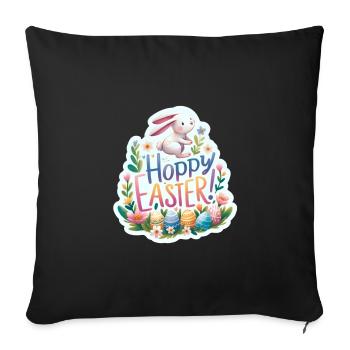 Hoppy Pâques coloré Pâques vœux de Pâques - Housse de coussin décorative 45 x 45 cm - noir - Devant