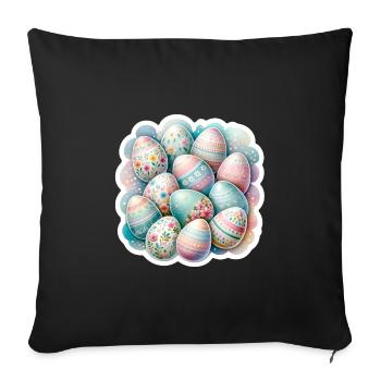 Un ensemble de jolis œufs de Pâques aquarellés - Housse de coussin décorative 45 x 45 cm - noir - Devant