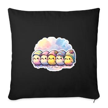 Cute Group of Chicks With Easter Egg - Sofa pillowcase 17,3'' x 17,3'' (45 x 45 cm) - black - Front