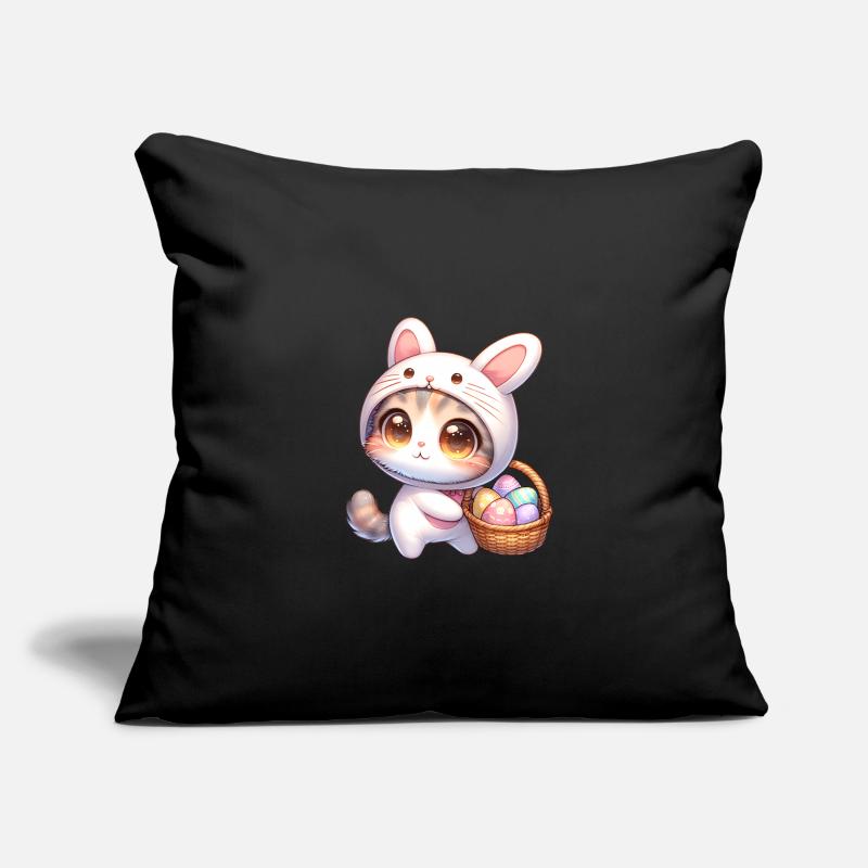 Cat In a Bunny Outfit With Easter Basket Sofa pillowcase 17,3'' x 17,3'' (45 x 45 cm)