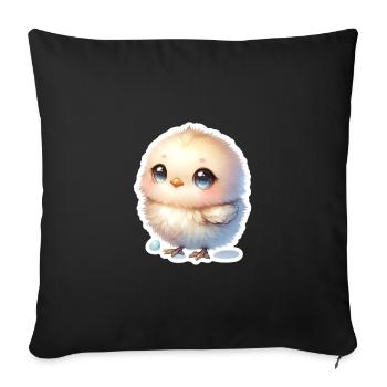 Un doux poussin de Pâques aux yeux bleus - Housse de coussin décorative 45 x 45 cm - noir - Devant