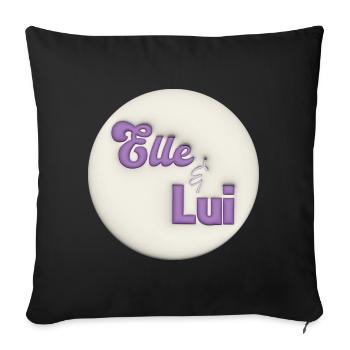 Elle & Lui effet bulle - Housse de coussin décorative 45 x 45 cm - noir - Devant