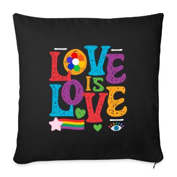 LOVE is Love LGBTQ Rainbow Pride - Sofa pillowcase 17,3'' x 17,3'' (45 x 45 cm) - black - Front