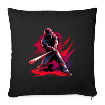 Baseball player in red pop art - Sofa pillowcase 17,3'' x 17,3'' (45 x 45 cm) - black - Front