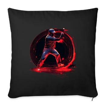 Baseball pitcher in red neon sign, pop art - Sofa pillowcase 17,3'' x 17,3'' (45 x 45 cm) - black - Front