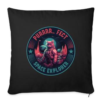 Astronaute Bengal Cat Retro Space Explorer - Housse de coussin décorative 45 x 45 cm - noir - Devant