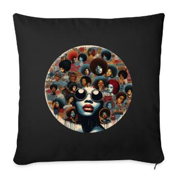 Inspiration im Afro-Stil, urbane Vielfalt - Sofakissenbezug 45 x 45 cm - Schwarz - Vorne