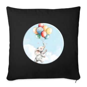 Elephant with Colorful Balloons as a Lucky Charm - Sofa pillowcase 17,3'' x 17,3'' (45 x 45 cm) - black - Front