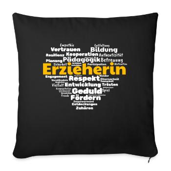 Erzieherin Bildung Betreuung Erziehung - Sofakissenbezug 45 x 45 cm - Schwarz - Vorne