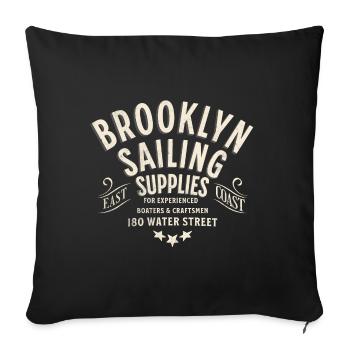 Brooklyn sailing supplies water street - Housse de coussin décorative 45 x 45 cm - noir - Devant