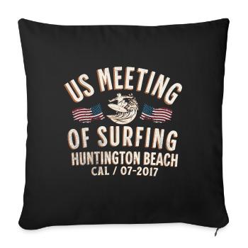 US meeting of surfing Huntington beach 2 - Sofa pillowcase 17,3'' x 17,3'' (45 x 45 cm) - black - Front