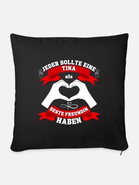 Beste Freundin Tina - Sofakissenbezug 45 x 45 cm - Schwarz