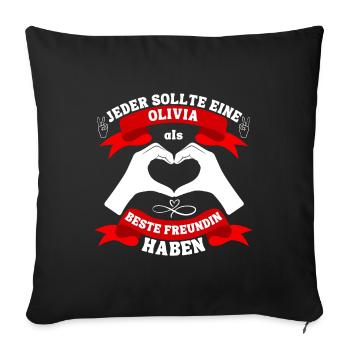 Beste Freundin Olivia - Sofakissenbezug 45 x 45 cm - Schwarz - Vorne