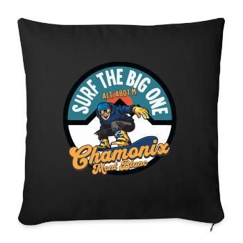 Surf the big one Chamonix Mont Blanc - Housse de coussin décorative 45 x 45 cm - noir - Devant