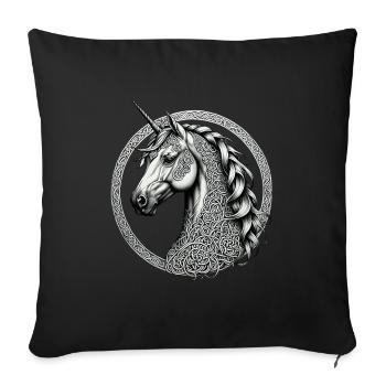Licorne avec nœud celtique - Housse de coussin décorative 45 x 45 cm - noir - Devant