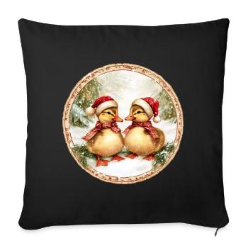 Weihnachten Entchen - Sofakissenbezug 45 x 45 cm - Schwarz - Vorne
