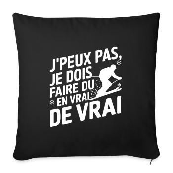 je dois faire du Ski - Housse de coussin décorative 45 x 45 cm - noir - Devant